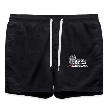 I love Barcelona Lover Tourist Colosseum Spanien Wortspiel - Badeshorts - Schwarz - Vorne - AI Model Male 185 light (185cm)