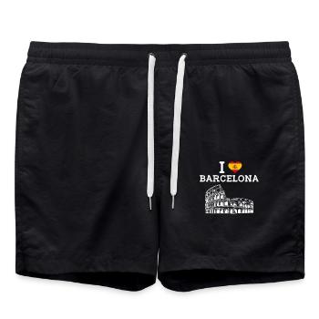 J’aime Barcelone Espagne Coeur Drapeau Colisée Jeu de mots - Short de bain - noir - Devant - AI Model Male 185 light (185cm)