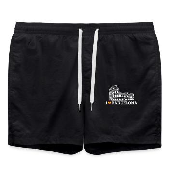 I love Barcelona Cool Colosseum Heart Flagge Spanien - Badeshorts - Schwarz - Vorne - AI Model Male 185 light (185cm)