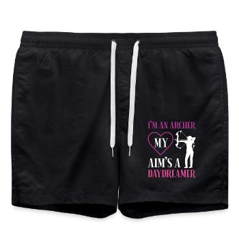 Bogenschießen Bogenschütze - Badeshorts - Schwarz - Vorne - AI Model Male 185 light (185cm)
