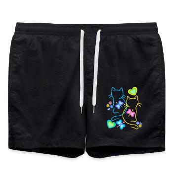 Chat Chats Chaton Enfants Enfant Bébé Printemps - Short de bain - noir - Devant - AI Model Male 185 light (185cm)