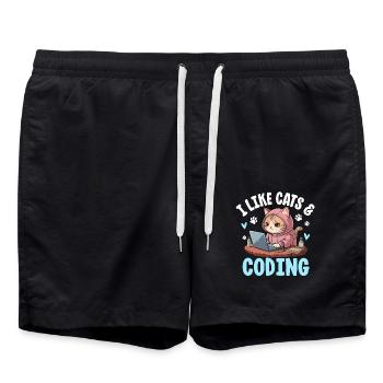 J’aime les chats et le design de nerd du codage - Short de bain - noir - Devant - AI Model Male 185 light (185cm)