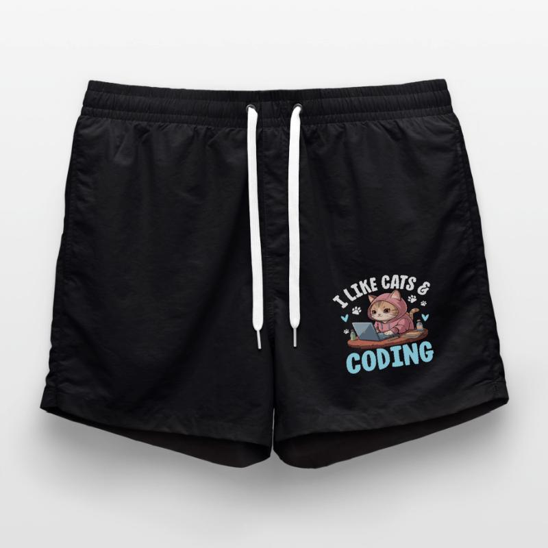 J’aime les chats et le design de nerd du codage Short de bain