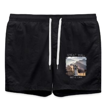 Große Mauer - Badeshorts - Schwarz - Vorne - AI Model Male 185 light (185cm)