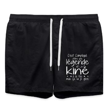 A legend and physiotherapist - Swim Trunks - black - Front - AI Model Male 185 light (185cm)