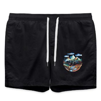 Hoffnung Auf Den Wanderwegen In Der Landschaft - Badeshorts - Schwarz - Vorne - AI Model Male 185 light (185cm)