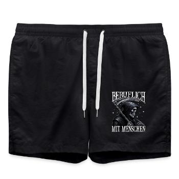Beruflich Arbeite Ich Gern Mit Menschen Tod Sense - Badeshorts - Schwarz - Vorne - AI Model Male 185 light (185cm)