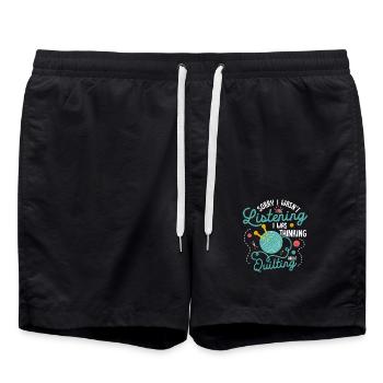 I Was Thinking About Quilting Quilter Quilting - Badeshorts - Schwarz - Vorne - AI Model Male 185 light (185cm)