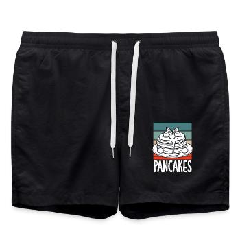 Pancakes Retro Breakfast Enjoyment - Swim Trunks - black - Front - AI Model Male 185 light (185cm)