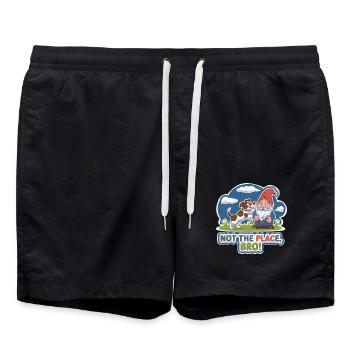 CUTE DOGS, NOT THE PLACE BRO - Swim Trunks - black - Front - AI Model Male 185 light (185cm)