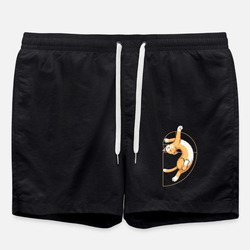 Fibonacci Spiral Cat - Swim Trunks - black