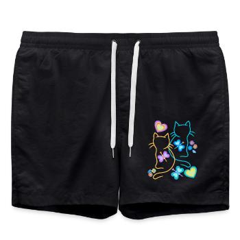 Cat Cats Kitten - Swim Trunks - black - Front - AI Model Male 185 light (185cm)