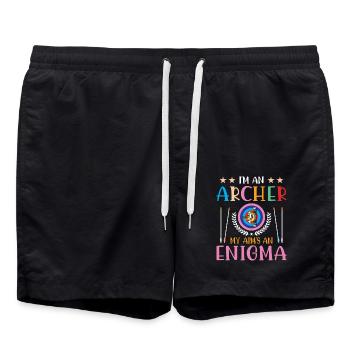 Bogenschießen Bogenschütze - Badeshorts - Schwarz - Vorne - AI Model Male 185 light (185cm)
