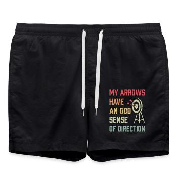 Bogenschießen Bogenschütze - Badeshorts - Schwarz - Vorne - AI Model Male 185 light (185cm)