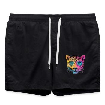 Cheetah With Sunglasses Hipster Style - Swim Trunks - black - Front - AI Model Male 185 light (185cm)