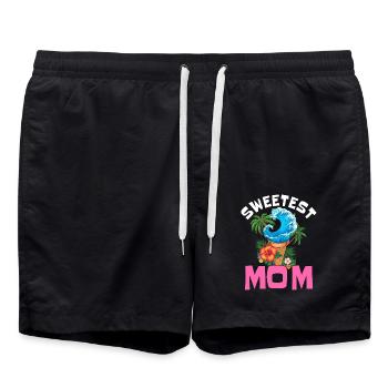 Maman la plus douce – L’été et les vagues - Short de bain - noir - Devant - AI Model Male 185 light (185cm)