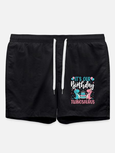 Twinosaurus Dino Birthday - Swim Trunks - black