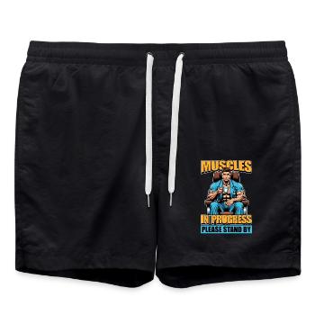 Muscles du physiothérapeute chez le travailleur de la santé - Short de bain - noir - Devant - AI Model Male 185 light (185cm)