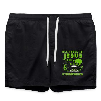 All I need is Jesus and Hydroponics - Swim Trunks - black - Front - AI Model Male 185 light (185cm)