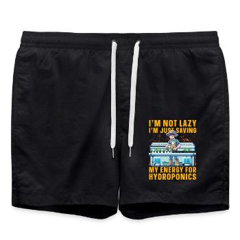 I'm not lazy I'm just saving energy for hydroponic - Swim Trunks - black - Front - AI Model Male 185 light (185cm)
