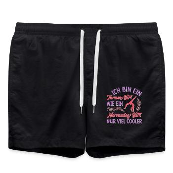 Turnen Mädchen Gymnastik Turnanzug Turnerin - Badeshorts - Schwarz - Vorne - AI Model Male 185 light (185cm)