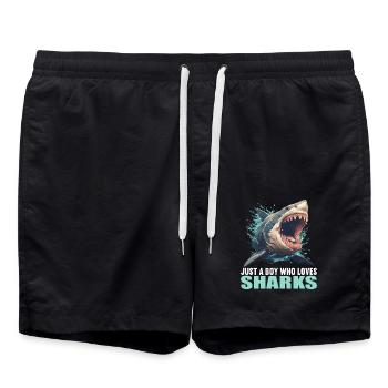 Sharks Shark - Swim Trunks - black - Front - AI Model Male 185 light (185cm)