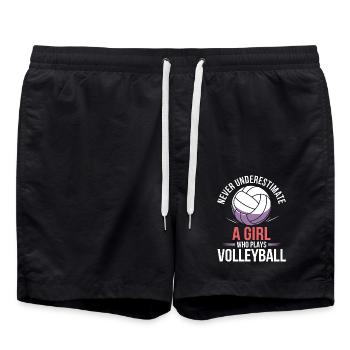 Volleyball Spruch Lustiges Volleyball Geschenk - Badeshorts - Schwarz - Vorne - AI Model Male 185 light (185cm)