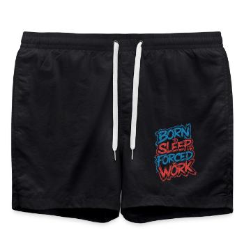 Né pour dormir, forcé de travailler - Short de bain - noir - Devant - AI Model Male 185 light (185cm)