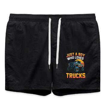 Juste un garçon qui aime les camions - Short de bain - noir - Devant - AI Model Male 185 light (185cm)