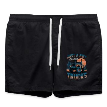 Juste un garçon qui aime les camions - Short de bain - noir - Devant - AI Model Male 185 light (185cm)