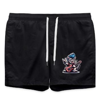 Cat Rock and Roll Guitarist - Swim Trunks - black - Front - AI Model Male 185 light (185cm)