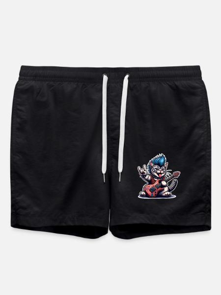 Cat Rock and Roll Guitarist - Swim Trunks - black