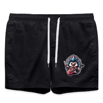Igel Rock and Roll Gitarrist - Badeshorts - Schwarz - Vorne - AI Model Male 185 light (185cm)