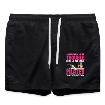 Pilates Together We Are Trouble - Swim Trunks - black - Front - AI Model Male 185 light (185cm)