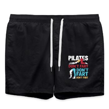 Pilates Nicht Pupsen Humorvolle Übung - Badeshorts - Schwarz - Vorne - AI Model Male 185 light (185cm)