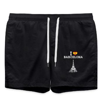 J’aime Barcelone Tour Eiffel amoureux Cool Coeur Jeu de mots - Short de bain - noir - Devant - AI Model Male 185 light (185cm)