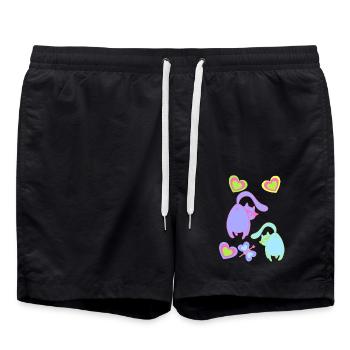 Retro Katzen Katze 80er 90er Vintage Kätzchen Kind - Badeshorts - Schwarz - Vorne - AI Model Male 185 light (185cm)
