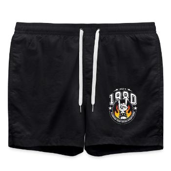 1980 Geburtstag, rockt alles - Badeshorts - Schwarz - Vorne - AI Model Male 185 light (185cm)