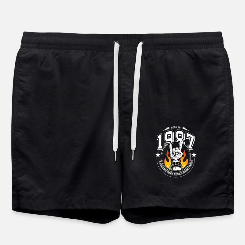 1987 Birthday, rocks everything - Swim Trunks - black