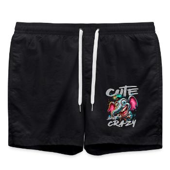 Cute but Crazy Elephant Comic Style - Swim Trunks - black - Front - AI Model Male 185 light (185cm)