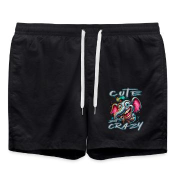 Cute but Crazy Elephant Comic Style - Swim Trunks - black - Front - AI Model Male 185 light (185cm)