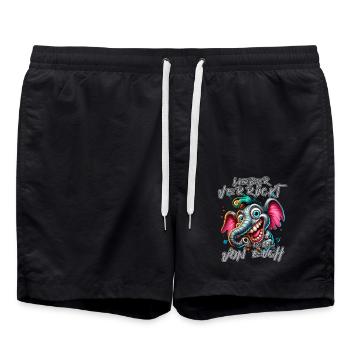 Lieber verrückt als einer von euch – Elefant - Badeshorts - Schwarz - Vorne - AI Model Male 185 light (185cm)