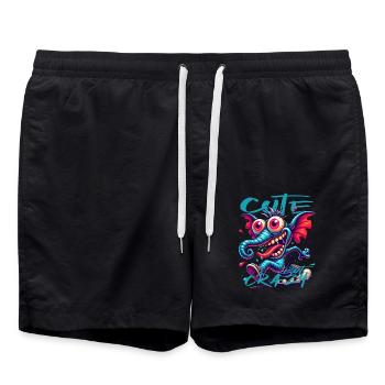 Cute but Crazy Elephant Comic Style - Swim Trunks - black - Front - AI Model Male 185 light (185cm)