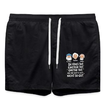 DaVinci, Einstein, Goethe, dead, I'm not feeling well - Swim Trunks - black - Front - AI Model Male 185 light (185cm)