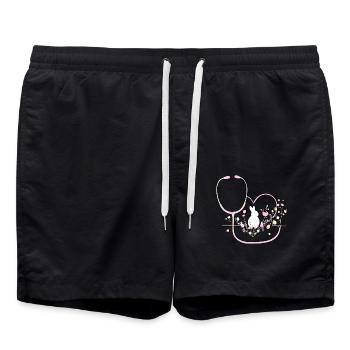 Nurse Doctor Heartbeat Easter - Swim Trunks - black - Front - AI Model Male 185 light (185cm)