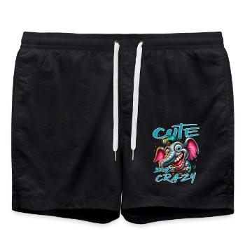 Style de bande dessinée éléphant mignon mais fou - Short de bain - noir - Devant - AI Model Male 185 light (185cm)