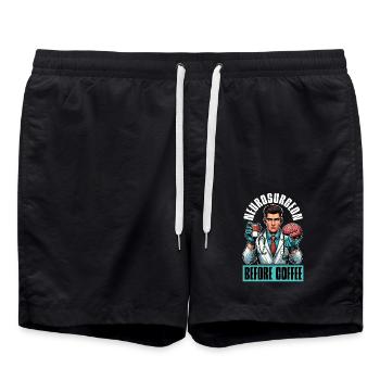 Neurosurgeon Before Brain Doctor Coffee Lover - Badeshorts - Schwarz - Vorne - AI Model Male 185 light (185cm)