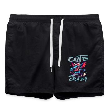 Cute but Crazy Elephant Comic Style - Swim Trunks - black - Front - AI Model Male 185 light (185cm)