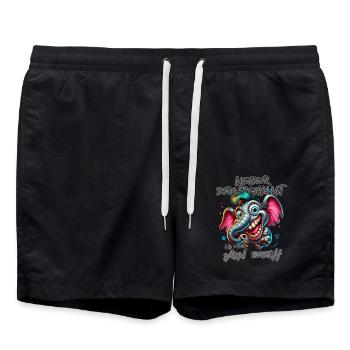 Lieber durchgeknallt als einer von euch – Elefant - Badeshorts - Schwarz - Vorne - AI Model Male 185 light (185cm)