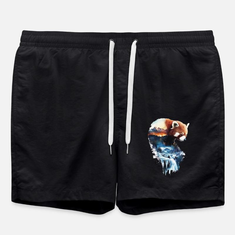 Roter Panda - Badeshorts - Schwarz